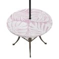 thumbnail image 1 of Round Outdoor Tablecloth with Umbrella Hole and Zipper, Palm Tree Monstera Tablecloth with Elastic Waterproof, Lavender White Leaf Boho Botanical Tropical Patio Table Covers for 31" - 35" Tables, 1 of 9