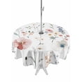 thumbnail image 1 of Round Outdoor Tablecloth With Umbrella Hole And Zipper– Pastel Watercolor Floral Waterproof Patio Table Cover for Party, Picnic, Backyard, 50" Dia. , Rustic Spring, 1 of 8