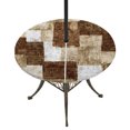 thumbnail image 1 of Round Outdoor Tablecloth with Umbrella Hole and Zipper, Patchwork Texture Tablecloth with Elastic Waterproof, Retro Rustic Blocks Abstract Linen Brown Patio Table Covers for 55" - 60" Pool Tables, 1 of 9