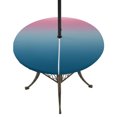 thumbnail image 1 of Round Outdoor Tablecloth with Umbrella Hole and Zipper, Pink Blue Ombre Fitted Table Cover with Elastic Edge for 55-60 Inch, Modern Abstract Art Aesthetics Waterproof Patio Tablecoths for Picnic, 1 of 9