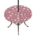 thumbnail image 1 of Round Outdoor Tablecloth with Umbrella Hole and Zipper, Pink Dog Paw Tablecloth with Elastic Waterproof, Modern Geometric Abstract Aesthetics Patio Table Covers for 55" - 60" Picnic Pool Tables, 1 of 9