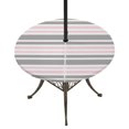 thumbnail image 1 of Round Outdoor Tablecloth with Umbrella Hole and Zipper, Pink Grey Striped Tablecloth with Elastic Waterproof, Horizontal Lines Simple Minimalist Patio Table Covers for 45" - 54" Picnic Pool Tables, 1 of 9