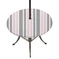thumbnail image 1 of Round Outdoor Tablecloth with Umbrella Hole and Zipper, Pink Grey Stripes Tablecloth with Elastic Waterproof, Simple Striped Lines Minimalist Modern Patio Table Covers for 31" - 35" Pool Tables, 1 of 9