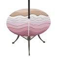 thumbnail image 1 of Round Outdoor Tablecloth with Umbrella Hole and Zipper, Pink Ombre Stripe Tablecloth with Elastic Waterproof, Abstract Summer Beach Coastal Patio Table Covers for 36" - 44" Picnic Pool Tables, 1 of 9