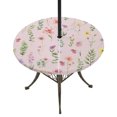 thumbnail image 1 of Round Outdoor Tablecloth with Umbrella Hole and Zipper, Pink Spring Floral Tablecloth with Elastic Waterproof, Flowers Botanical Elegant Pastoral Patio Table Covers for 55" - 60" Picnic Pool Tables, 1 of 9