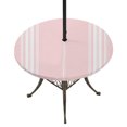 thumbnail image 1 of Round Outdoor Tablecloth with Umbrella Hole and Zipper, Pink Striped Fitted Table Cover with Elastic Edge for 31-35 Inch, Farmhouse Pink White Stripes Aesthetics Waterproof Patio Tablecoths, 1 of 9