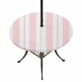 thumbnail image 1 of Round Outdoor Tablecloth with Umbrella Hole and Zipper, Pink Striped Tablecloth with Elastic Waterproof, Blue Geometric Line Stripes Farmhouse Patio Table Covers for 45" - 54" Picnic Pool Tables, 1 of 9