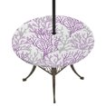 thumbnail image 1 of Round Outdoor Tablecloth with Umbrella Hole and Zipper, Purple Gray Coral Coastal Fitted Table Cover with Elastic Edge for 55-60 Inch, Summer Beach Seaside Nautical Waterproof Patio Tablecoths, 1 of 9