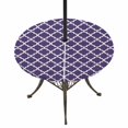 thumbnail image 1 of Round Outdoor Tablecloth with Umbrella Hole and Zipper, Purple Moroccon Tablecloth with Elastic Waterproof, Country Chic Ethnic Minimalist Motifs Patio Table Covers for 55" - 60" Picnic Pool Tables, 1 of 9