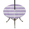 thumbnail image 1 of Round Outdoor Tablecloth with Umbrella Hole and Zipper, Purple Striped Fitted Table Cover with Elastic Edge for 45-54 Inch, Farmhouse Vintage Stripes Waterproof Patio Tablecoths for Picnic, 1 of 9