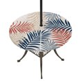 thumbnail image 1 of Round Outdoor Tablecloth with Umbrella Hole and Zipper, Red Blue Yellow Palm Leaves Tablecloth with Elastic Waterproof, Summer Botanical Tropical Leaf Patio Table Covers for 36" - 44" Pool Tables, 1 of 9