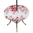 thumbnail image 1 of Round Outdoor Tablecloth with Umbrella Hole and Zipper, Red Eucalyptus Leaves Tablecloth with Elastic Waterproof, Spring Summer Botanical Patio Table Covers for 36" - 44" Picnic Pool Tables, 1 of 9