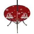 thumbnail image 1 of Round Outdoor Tablecloth with Umbrella Hole and Zipper, Red Gnomes Christmas Fitted Table Cover with Elastic Edge for 31-35 Inch, Snowflake Xmas Poinsettia Waterproof Patio Tablecoths for Picnic, 1 of 9