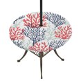 thumbnail image 1 of Round Outdoor Tablecloth with Umbrella Hole and Zipper, Red Navy Blue Coral Coastal Fitted Table Cover with Elastic Edge for 55-60 Inch, Summer Beach Seaside Nautical Waterproof Patio Tablecoths, 1 of 9