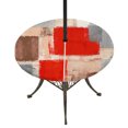 thumbnail image 1 of Round Outdoor Tablecloth with Umbrella Hole and Zipper, Red Ombre Fitted Table Cover with Elastic Edge for 55-60 Inch, Farmhouse Contemporary Abstract Checked Waterproof Patio Tablecoths for Picnic, 1 of 9