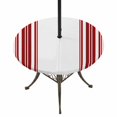 thumbnail image 1 of Round Outdoor Tablecloth with Umbrella Hole and Zipper, Red Striped Fitted Table Cover with Elastic Edge for 31-35 Inch, Farmhouse Simple Line Vertical Stripes Waterproof Patio Tablecoths for Picnic, 1 of 9