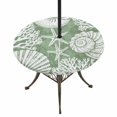 thumbnail image 1 of Round Outdoor Tablecloth with Umbrella Hole and Zipper, Sage Green Coastal Tablecloth with Elastic Waterproof, Conch Nautical Summer Starfish Shell Coral Patio Table Covers for 55" - 60" Pool Tables, 1 of 9