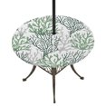 thumbnail image 1 of Round Outdoor Tablecloth with Umbrella Hole and Zipper, Sage Green Gray Coral Coastal Fitted Table Cover with Elastic Edge for 55-60 Inch, Summer Beach Seaside Nautical Waterproof Patio Tablecoths, 1 of 9