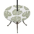 thumbnail image 1 of Round Outdoor Tablecloth with Umbrella Hole and Zipper, Sage Green Monstera Leaf Tablecloth with Elastic Waterproof, Tropical Plant Foliage Botanical Boho Patio Table Covers for 31" - 35" Tables, 1 of 9