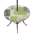 thumbnail image 1 of Round Outdoor Tablecloth with Umbrella Hole and Zipper, Sage Green Ombre Fitted Table Cover with Elastic Edge for 31-35 Inch, Retro Abstract Mottled Geometric Waterproof Patio Tablecoths for Picnic, 1 of 9