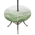 thumbnail image 1 of Round Outdoor Tablecloth with Umbrella Hole and Zipper, Sage Green Ombre Tablecloth with Elastic Waterproof, Summer Beach Ocean Waves Coastal Patio Table Covers for 45" - 54" Picnic Pool Tables, 1 of 9