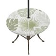 thumbnail image 1 of Round Outdoor Tablecloth with Umbrella Hole and Zipper, Sage Green Palm Leaves Tablecloth with Elastic Waterproof, Tropical Botanical Summer Patio Table Covers for 36" - 44" Picnic Pool Tables, 1 of 9