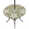 thumbnail image 1 of Round Outdoor Tablecloth with Umbrella Hole and Zipper, Sage Green Starfish Coastal Tablecloth with Elastic Waterproof, Nautical Summer Ocean Abstract Art Patio Table Covers for 36" - 44" Tables, 1 of 9