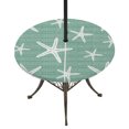 thumbnail image 1 of Round Outdoor Tablecloth with Umbrella Hole and Zipper, Sage Green Starfish Coastal Tablecloth with Elastic Waterproof, Summer Beach Nautical Sea Ocean Patio Table Covers for 36" - 44" Pool Tables, 1 of 9