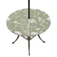 thumbnail image 1 of Round Outdoor Tablecloth with Umbrella Hole and Zipper, Sage Green Wildflowers Tablecloth with Elastic Waterproof, Farmhouse Floral Botanical Leaves Patio Table Covers for 36" - 44" Pool Tables, 1 of 9