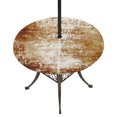 thumbnail image 1 of Round Outdoor Tablecloth with Umbrella Hole and Zipper, Shabby Burnt Orange Fitted Table Cover with Elastic Edge for 36-44 Inch, Oil Painting Vintage Art Brown White Waterproof Patio Tablecoths, 1 of 9