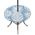 thumbnail image 1 of Round Outdoor Tablecloth with Umbrella Hole and Zipper, Sky Blue White Pineapple Tablecloth with Elastic Waterproof, Tropical Summer Botanical Fruits Patio Table Covers for 36" - 44" Pool Tables, 1 of 9