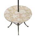 thumbnail image 1 of Round Outdoor Tablecloth with Umbrella Hole and Zipper, Starfish Beige Coastal Tablecloth with Elastic Waterproof, Summer Nautical Shell Beach Patio Table Covers for 36" - 44" Picnic Pool Tables, 1 of 9