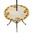 thumbnail image 1 of Round Outdoor Tablecloth with Umbrella Hole and Zipper, Summer Sunflowers Tablecloth with Elastic Waterproof, Country Botanical Flowers Leaves Patio Table Covers for 45" - 54" Picnic Pool Tables, 1 of 9