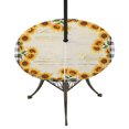thumbnail image 1 of Round Outdoor Tablecloth with Umbrella Hole and Zipper, Sunflowers Tablecloth with Elastic Waterproof, Summer Country Botanical Yellow Flowers Plaid Patio Table Covers for 55" - 60" Pool Tables, 1 of 9