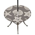 thumbnail image 1 of Round Outdoor Tablecloth with Umbrella Hole and Zipper, Taupe Coastal Starfish Tablecloth with Elastic Waterproof, Ocean Sea Shells Nautical Marine Patio Table Covers for 55" - 60" Pool Tables, 1 of 9