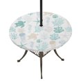 thumbnail image 1 of Round Outdoor Tablecloth with Umbrella Hole and Zipper, Teal Coastal Fitted Table Cover with Elastic Edge for 45-54 Inch, Nautical Summer Beach Coral Sea Turtle Waterproof Patio Tablecoths for Picnic, 1 of 9