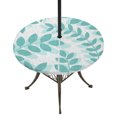 thumbnail image 1 of Round Outdoor Tablecloth with Umbrella Hole and Zipper, Teal Green Leaves Tablecloth with Elastic Waterproof, Summer Farmhouse Botanical Boho Branch Patio Table Covers for 45" - 54" Pool Tables, 1 of 9