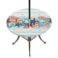 thumbnail image 1 of Round Outdoor Tablecloth with Umbrella Hole and Zipper, Teal Green Starfish Tablecloth with Elastic Waterproof, Summer Coral Beach Conch Coastal Patio Table Covers for 55" - 60" Picnic Pool Tables, 1 of 9