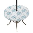 thumbnail image 1 of Round Outdoor Tablecloth with Umbrella Hole and Zipper, Teal Palm Tree Tablecloth with Elastic Waterproof, Tropical Summer Botanical Forest Modern Patio Table Covers for 31" - 35" Picnic Pool Tables, 1 of 9