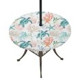 thumbnail image 1 of Round Outdoor Tablecloth with Umbrella Hole and Zipper, Teal Red Coastal Tablecloth with Elastic Waterproof, Beach Nautical Sea Turtle Coral Starfish Patio Table Covers for 31" - 35" Pool Tables, 1 of 9