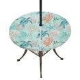thumbnail image 1 of Round Outdoor Tablecloth with Umbrella Hole and Zipper, Teal Red Turtle Coastal Tablecloth with Elastic Waterproof, Summer Beach Nautical Coral Starfish Patio Table Covers for 31" - 35" Pool Tables, 1 of 9