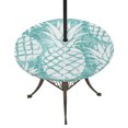 thumbnail image 1 of Round Outdoor Tablecloth with Umbrella Hole and Zipper, Teal White Pineapple Tablecloth with Elastic Waterproof, Tropical Summer Botanical Fruits Patio Table Covers for 36" - 44" Picnic Pool Tables, 1 of 9