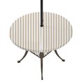 thumbnail image 1 of Round Outdoor Tablecloth with Umbrella Hole and Zipper, Thin Beige Striped Tablecloth with Elastic Waterproof, Farmhouse Modern Stripes Patio Table Covers for 36" - 44" Picnic Pool Tables, 1 of 9