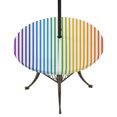 thumbnail image 1 of Round Outdoor Tablecloth with Umbrella Hole and Zipper, Thin Rainbow Striped Tablecloth with Elastic Waterproof, Farmhouse Modern Stripes Patio Table Covers for 55" - 60" Picnic Pool Tables, 1 of 9