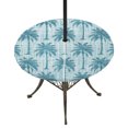 thumbnail image 1 of Round Outdoor Tablecloth with Umbrella Hole and Zipper, Tropical Palm Trees Tablecloth with Elastic Waterproof, Summer Coastal Teal Vintage Patio Table Covers for 45" - 54" Picnic Pool Tables, 1 of 9