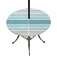 thumbnail image 1 of Round Outdoor Tablecloth with Umbrella Hole and Zipper, Turquoise Aqua Stripes Tablecloth with Elastic Waterproof, Modern Gradient Minimalist Lines Patio Table Covers for 31" - 35" Pool Tables, 1 of 9