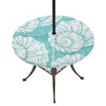 thumbnail image 1 of Round Outdoor Tablecloth with Umbrella Hole and Zipper, Turquoise Conch Coastal Tablecloth with Elastic Waterproof, Nautical Summer Ocean Patio Table Covers for 31" - 35" Picnic Pool Tables, 1 of 9