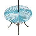thumbnail image 1 of Round Outdoor Tablecloth with Umbrella Hole and Zipper, Turquoise Palm Leaf Tablecloth with Elastic Waterproof, Summer Coastal Botanical Tropical Patio Table Covers for 31" - 35" Picnic Pool Tables, 1 of 9