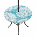 thumbnail image 1 of Round Outdoor Tablecloth with Umbrella Hole and Zipper, Turquoise White Conch Coastal Tablecloth with Elastic Waterproof, Nautical Summer Ocean Patio Table Covers for 45" - 54" Picnic Pool Tables, 1 of 9