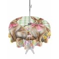 thumbnail image 1 of Round Outdoor Tablecloth With Umbrella Hole And Zipper– Two Rabbits Easter Waterproof Patio Table Cover for Party, Picnic, Backyard, 60" Dia. , Spring Tulips Flowers Color Green Plaid, 1 of 8